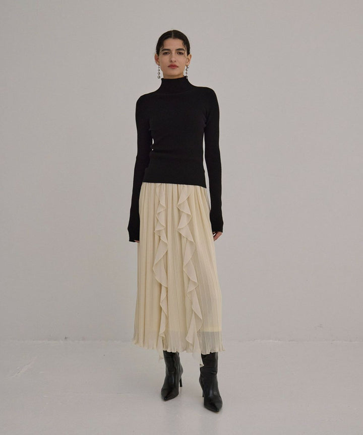Pleat Ruffle Mellow Skirt