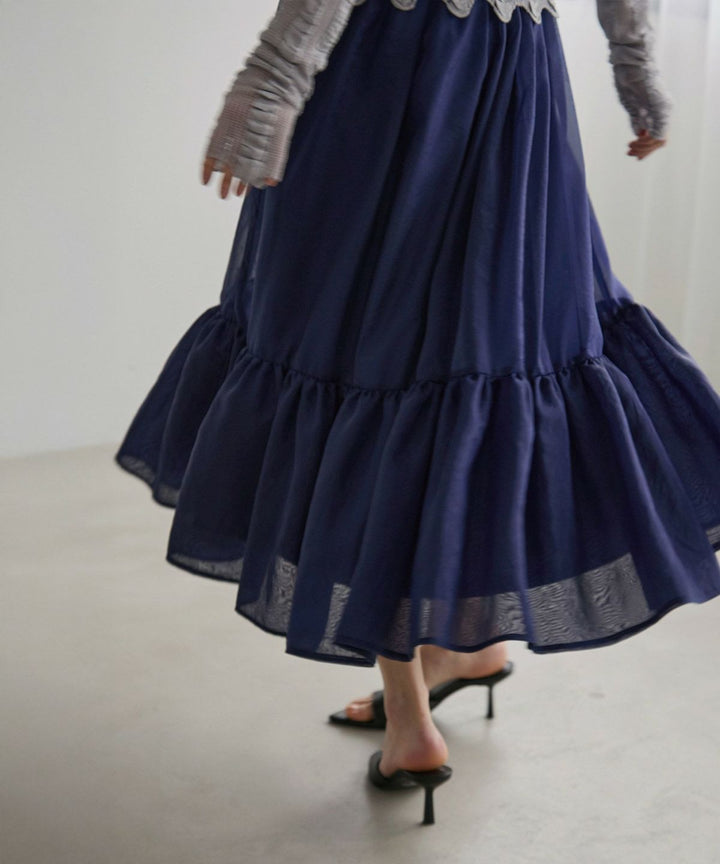 Sheer Organdy Gather Skirt
