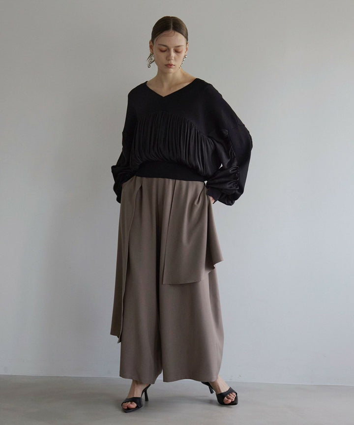 Volume Gather Mix Knit Tops