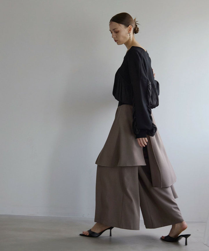 Volume Gather Mix Knit Tops