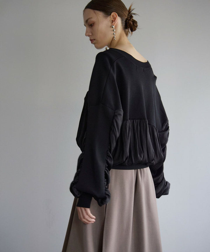 Volume Gather Mix Knit Tops