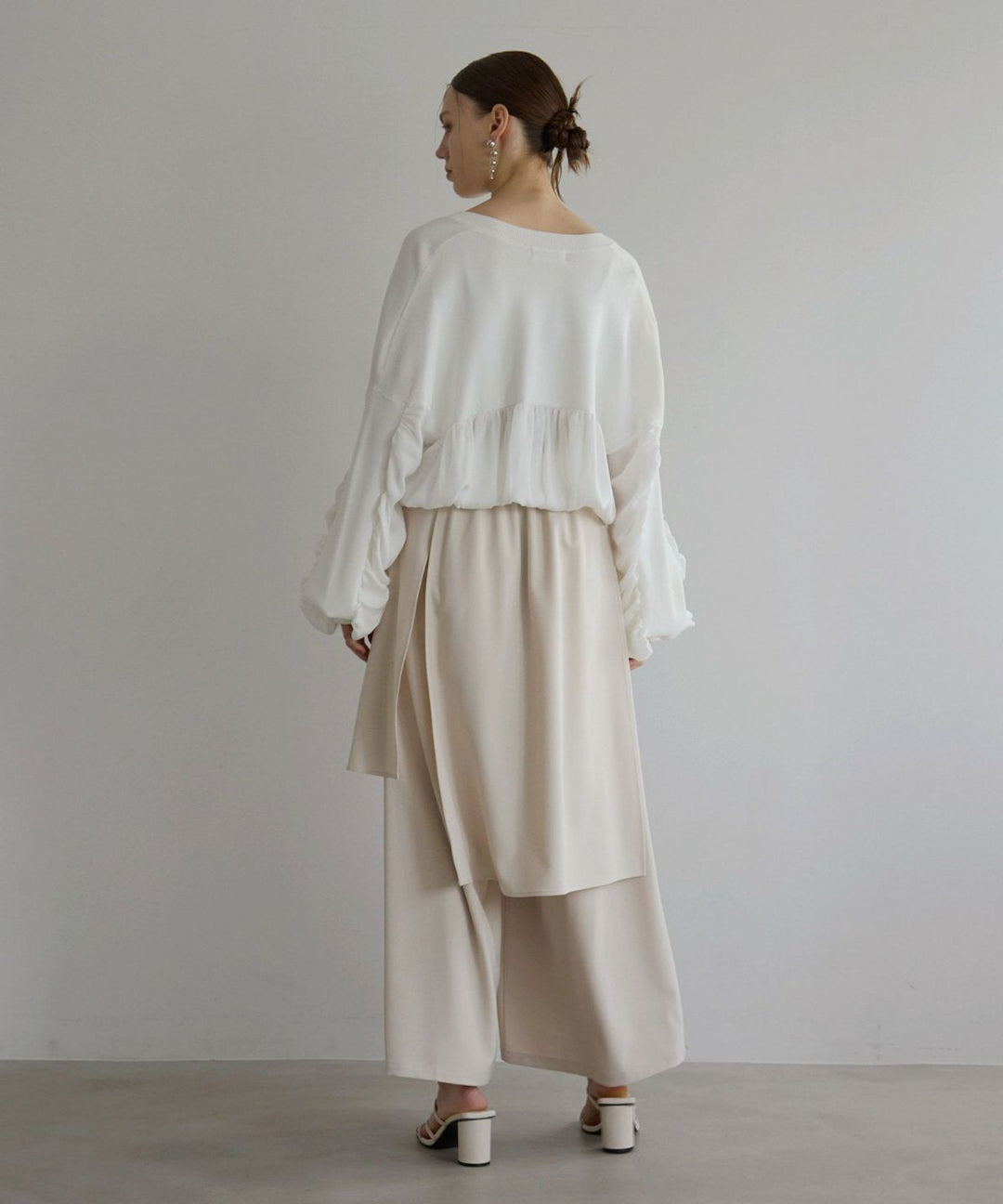 Volume Gather Mix Knit Tops