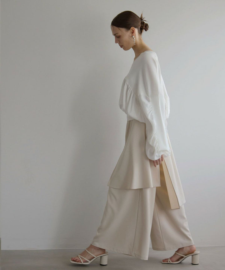 Volume Gather Mix Knit Tops