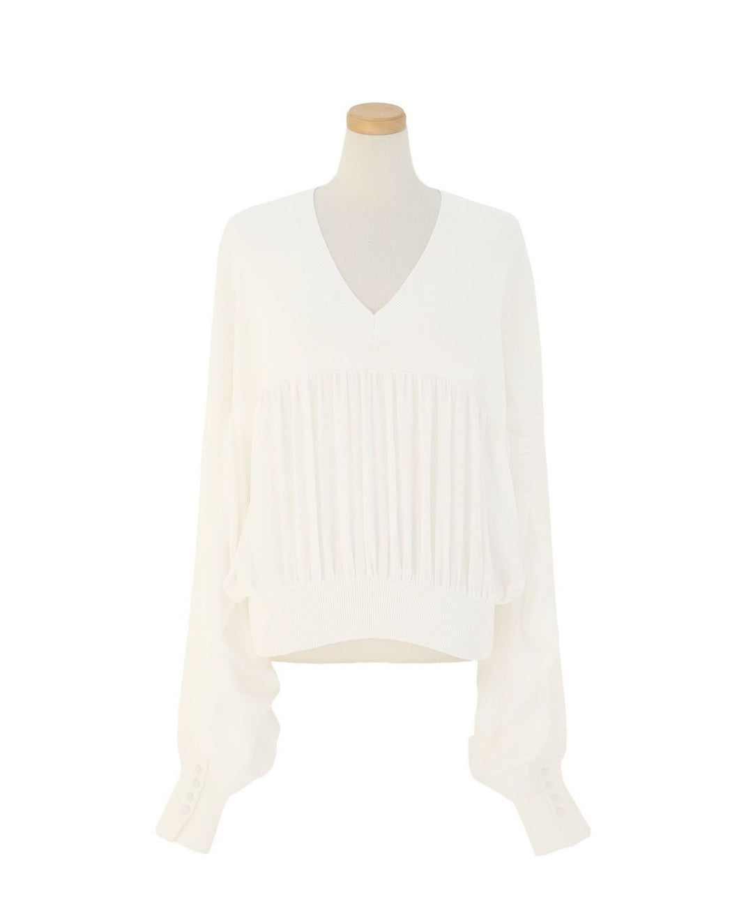 Volume Gather Mix Knit Tops