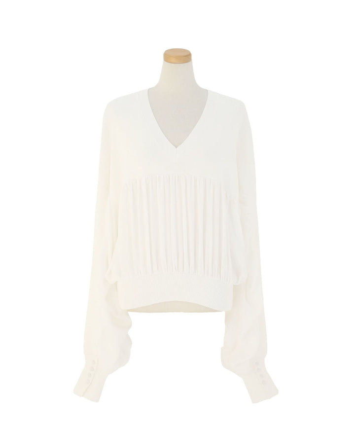 Volume Gather Mix Knit Tops