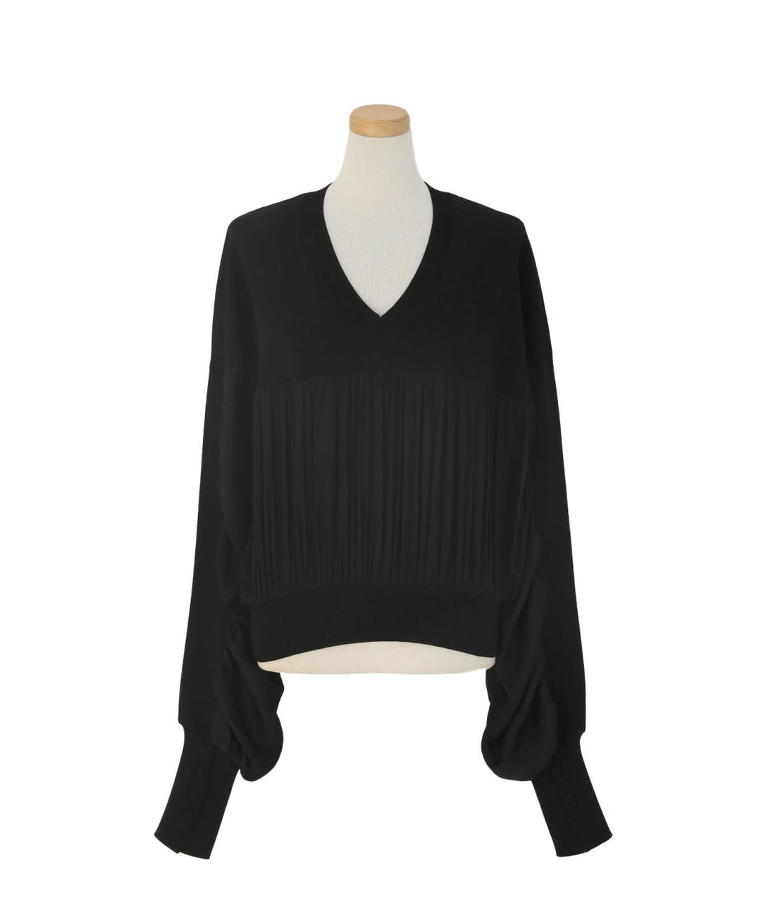 Volume Gather Mix Knit Tops