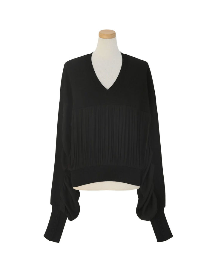 Volume Gather Mix Knit Tops