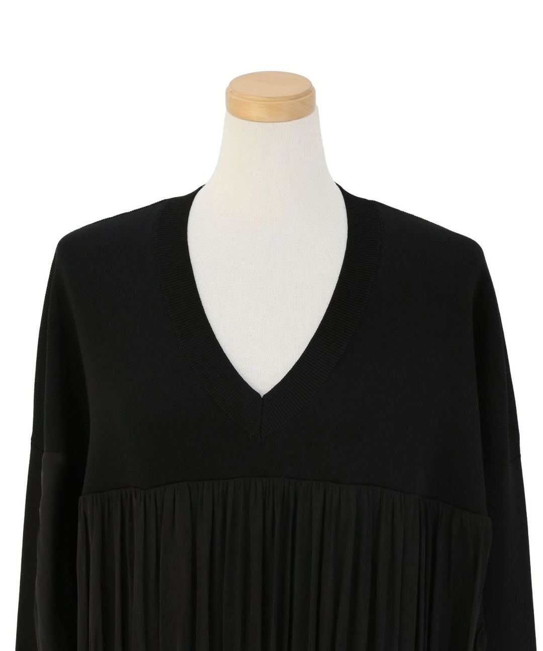 Volume Gather Mix Knit Tops