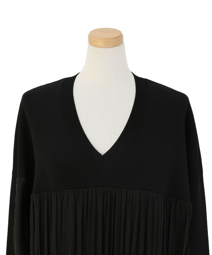 Volume Gather Mix Knit Tops