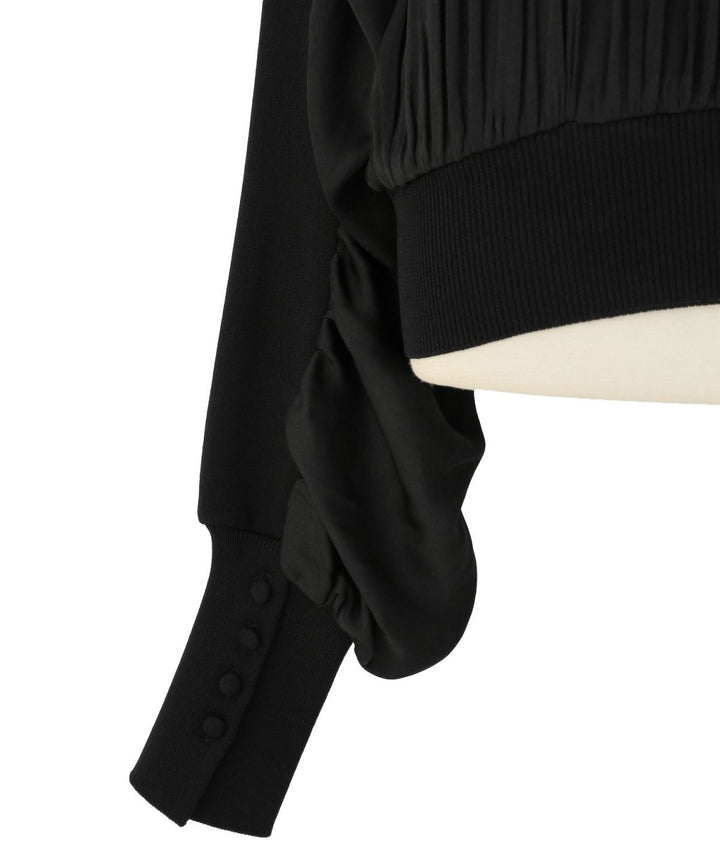 Volume Gather Mix Knit Tops