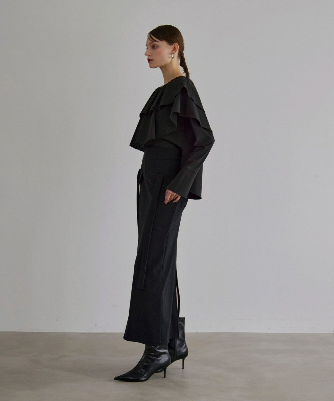 Ruffle Cape Collar Tiered Blouse