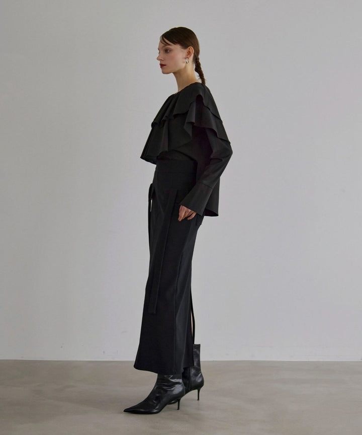 Ruffle Cape Collar Tiered Blouse