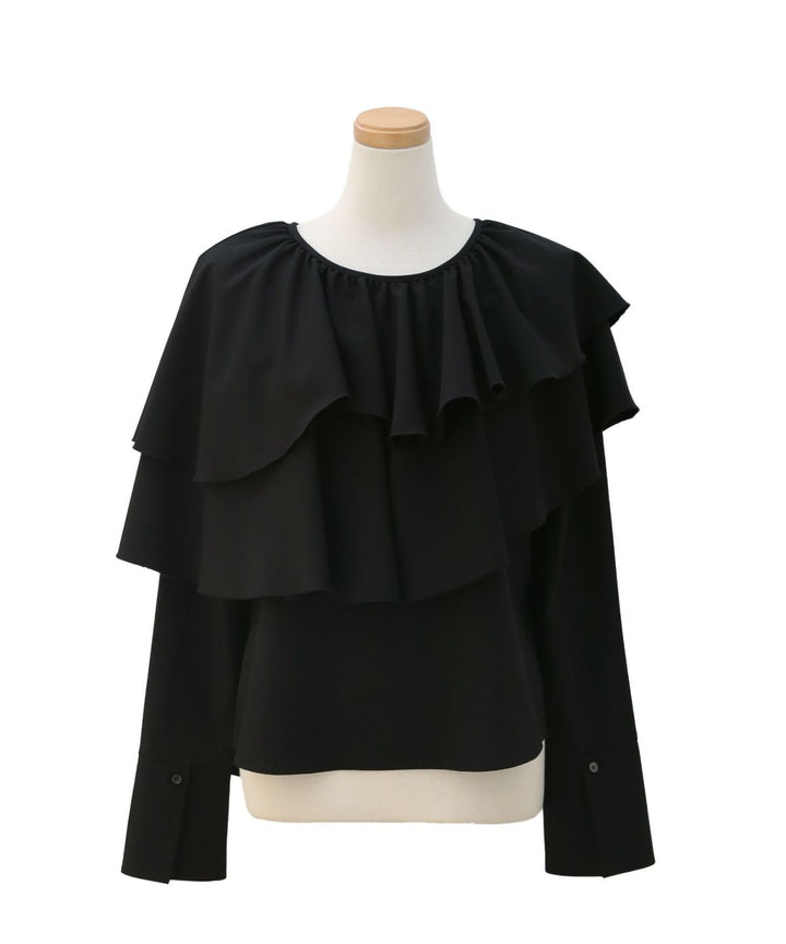 Ruffle Cape Collar Tiered Blouse