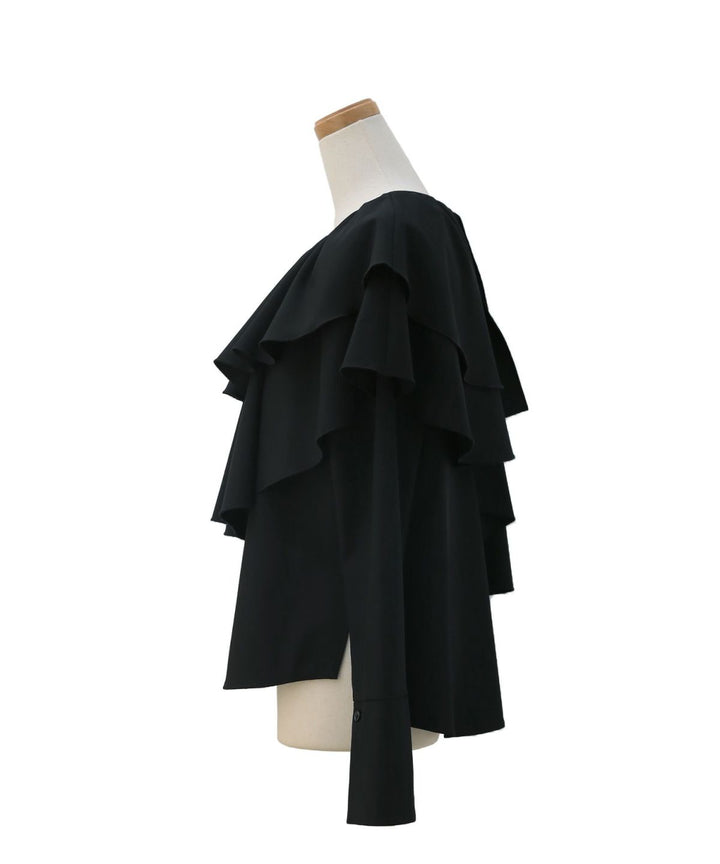 Ruffle Cape Collar Tiered Blouse
