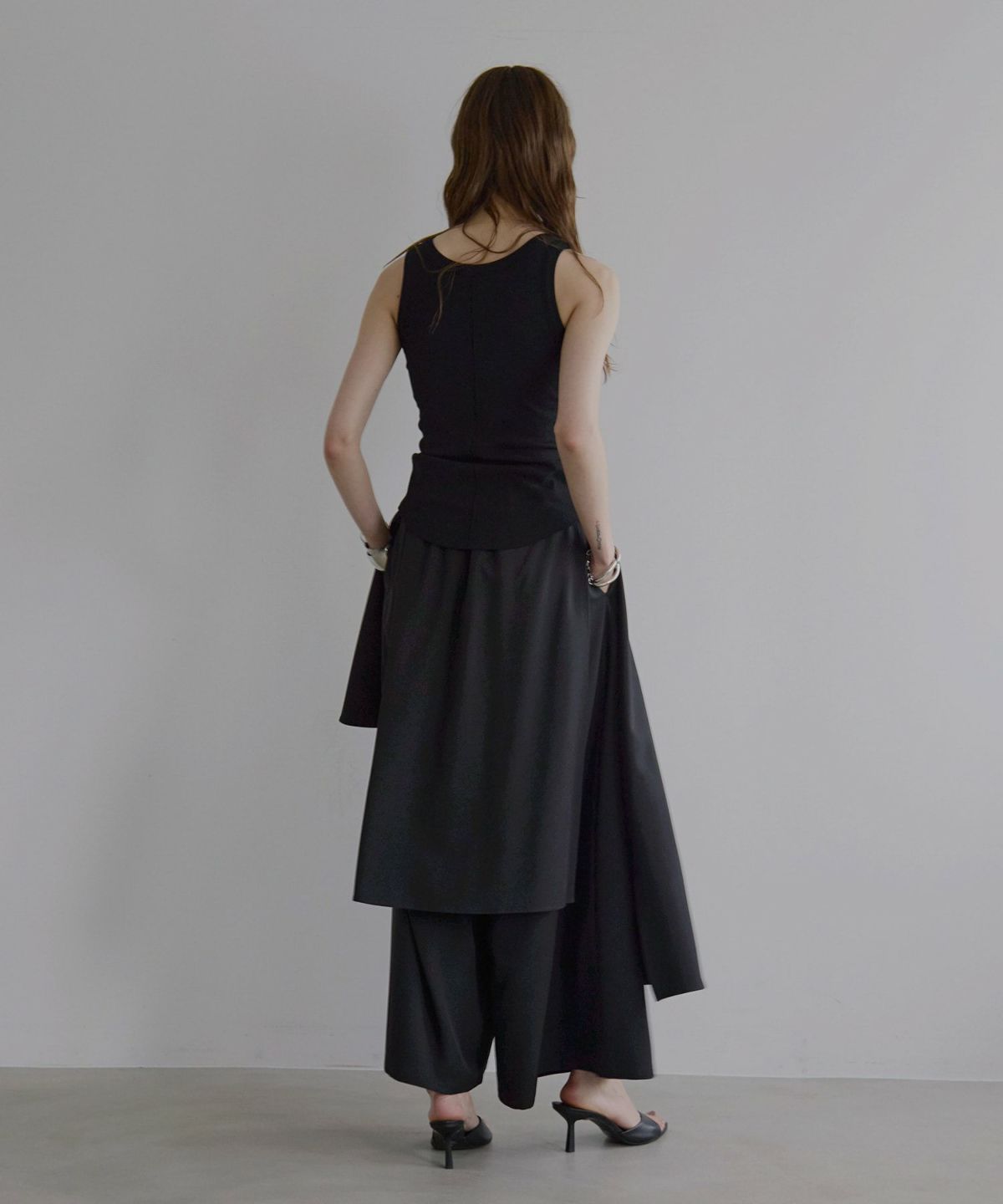 スカート MIELI INVARIANT Tulle Layer Pleat Pants Wrap Layer Asymmetry Pants – mieli-invariant.com