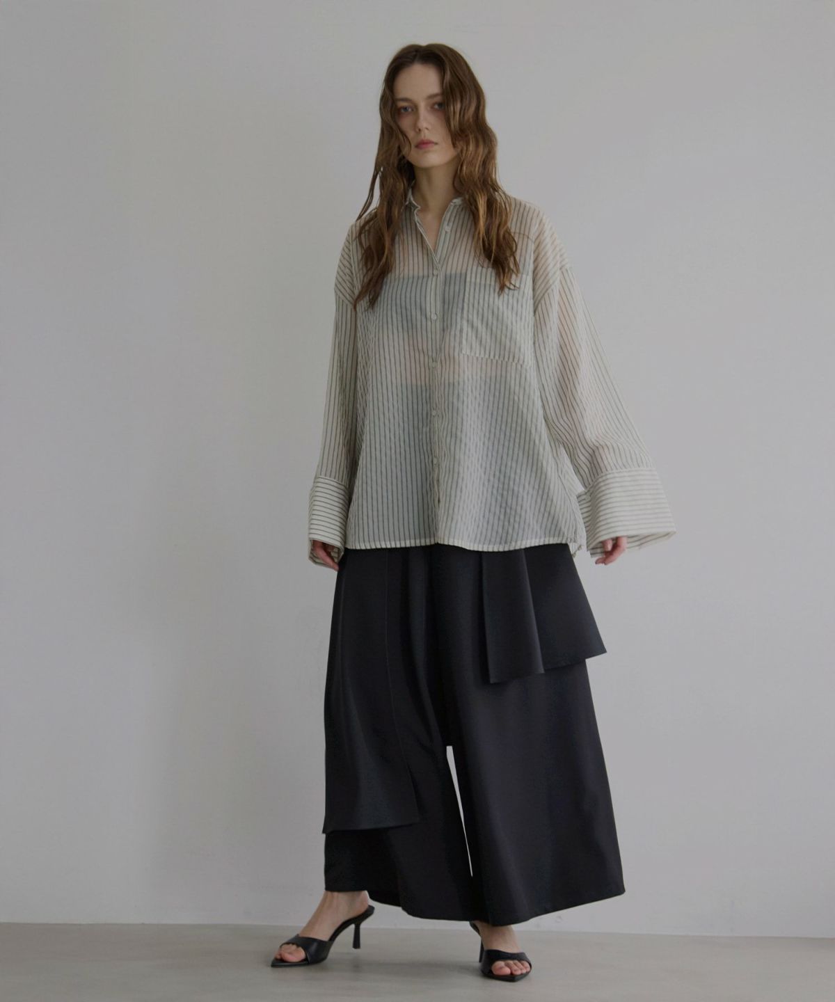 スカート MIELI INVARIANT Tulle Layer Pleat Pants Wrap Layer Asymmetry Pants – mieli-invariant.com