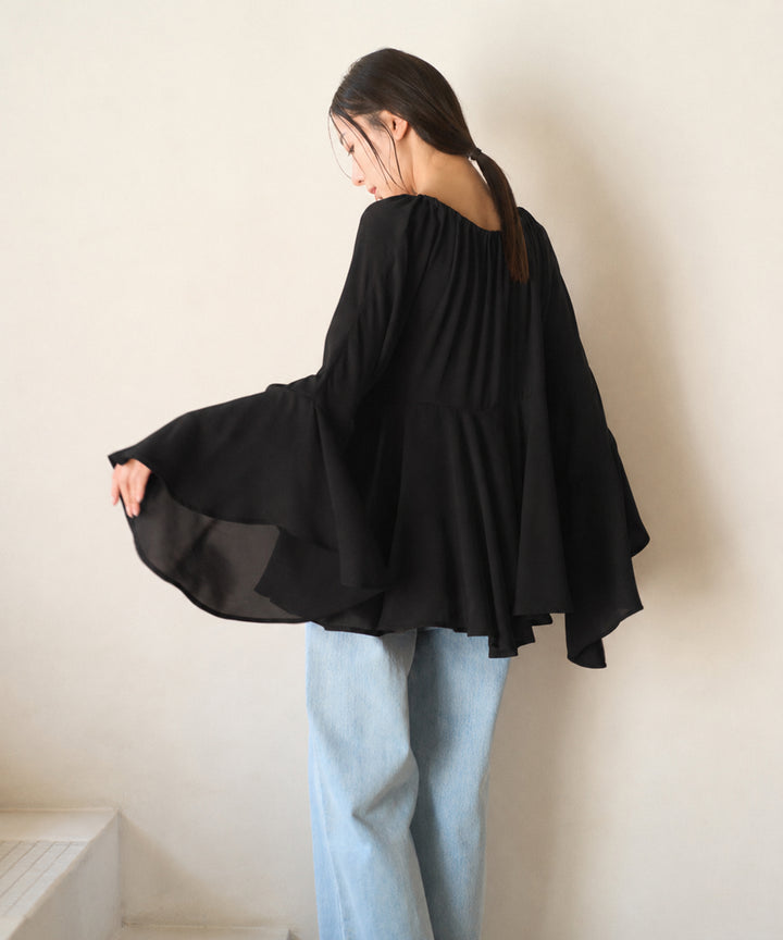 Airy Ciffon Gather Blouse