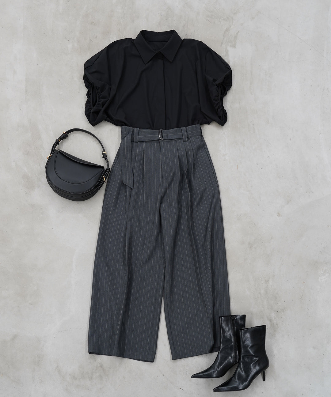 (eliuu)Stretch Wide Puff Blouse