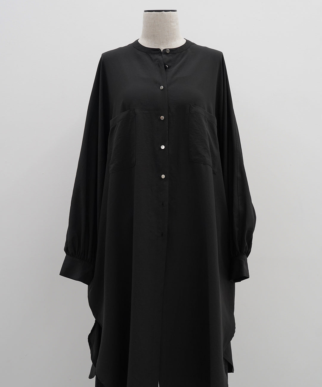 (eliuu)Collarless Gather Over Shirt