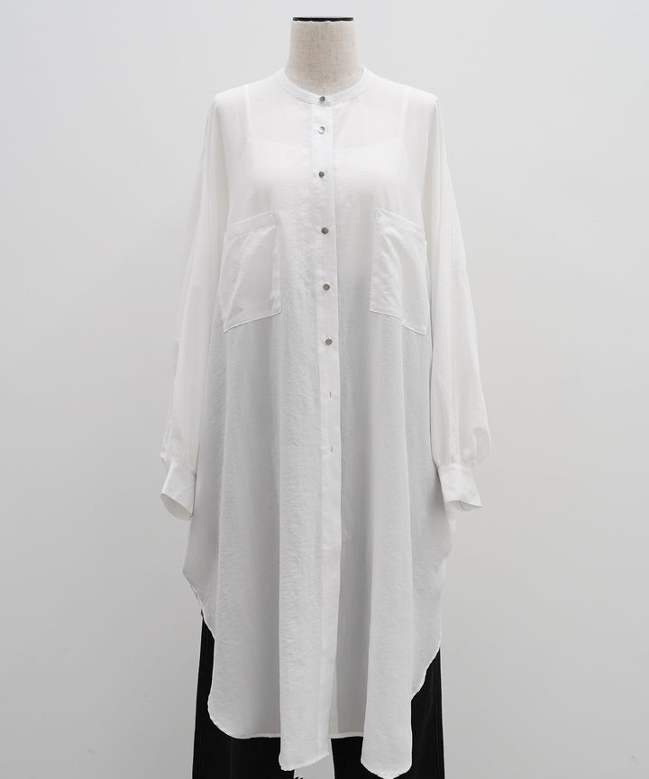 (eliuu)Collarless Gather Over Shirt