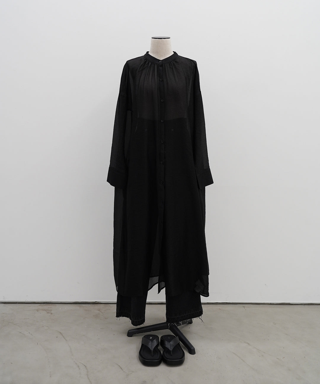 [2SET]Sheer Gloss Shirt Onepiece + Zip Camisole Bustier