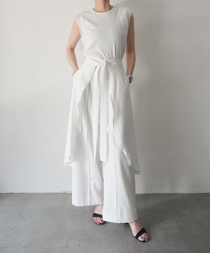 Cape Ribbon Pintuck Pants