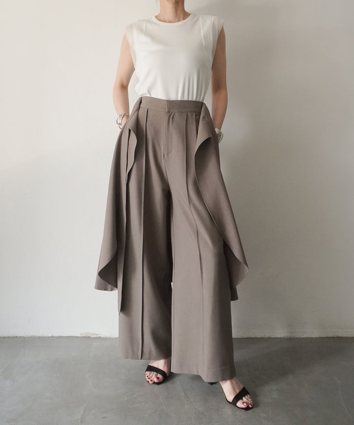 Cape Ribbon Pintuck Pants