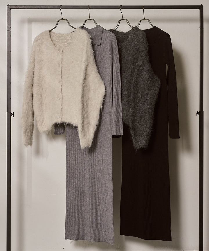 [SET]Candy Floss Knit C/D+Polo Rib Knit Onepiece