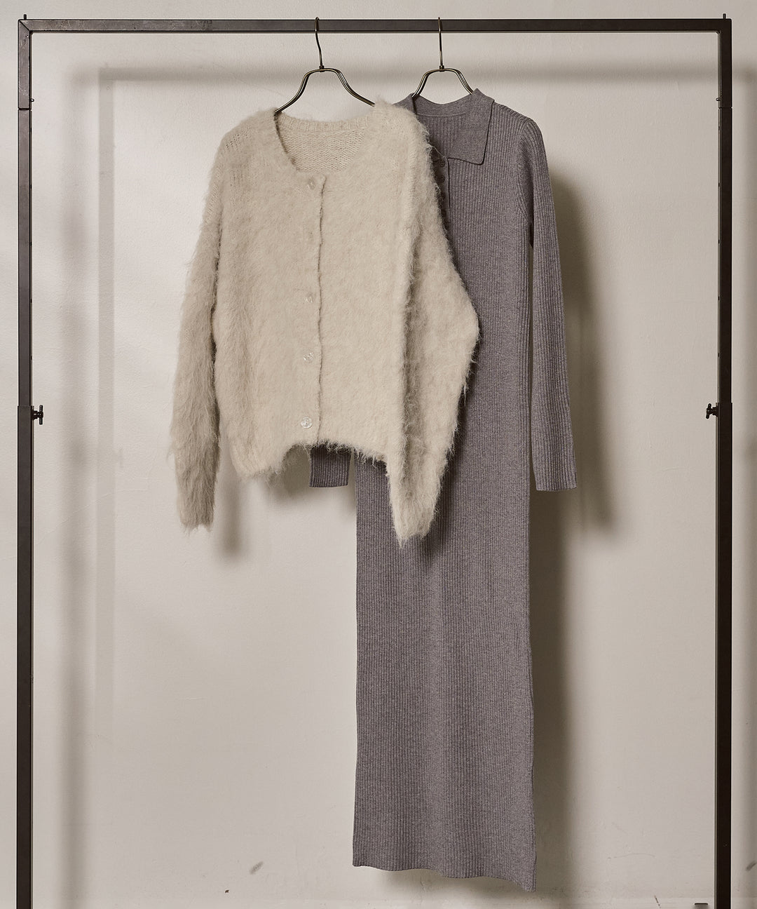 [SET]Candy Floss Knit C/D+Polo Rib Knit Onepiece