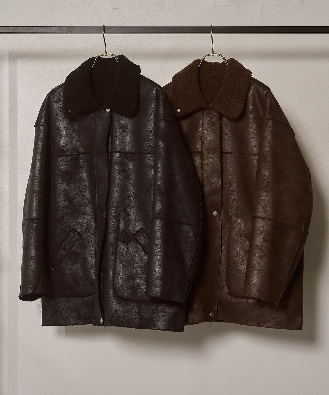 [SET]F/Mouton Reversible JK Coat+Soft Touch Choker Knit Onepiece