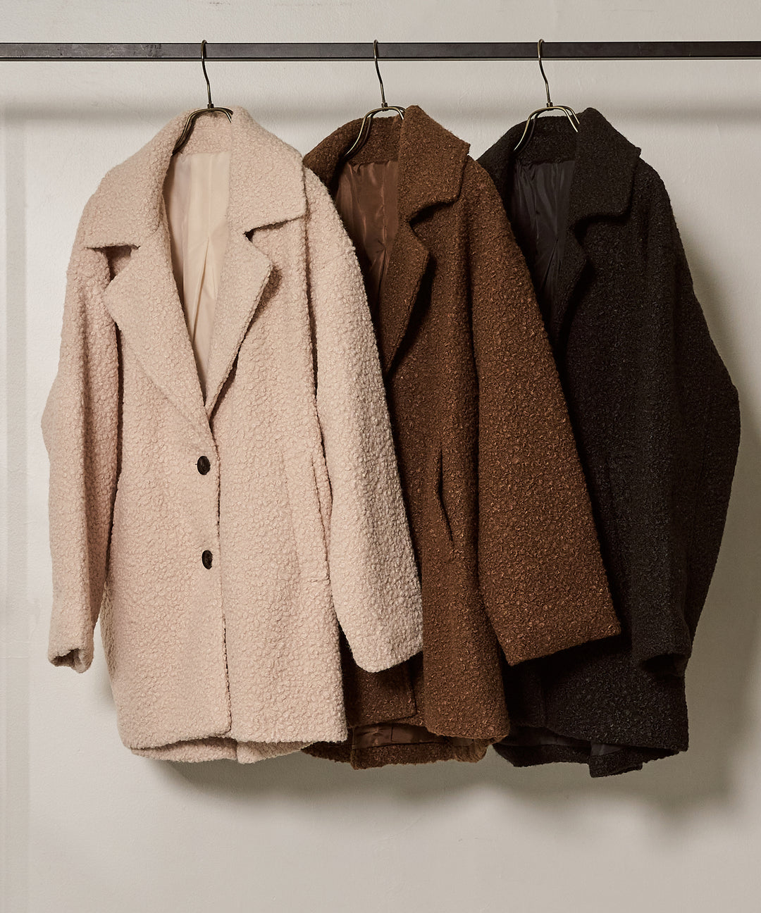 [SET]Loop Tweed Jacket Coat+Polo Knit Accent Onepiece