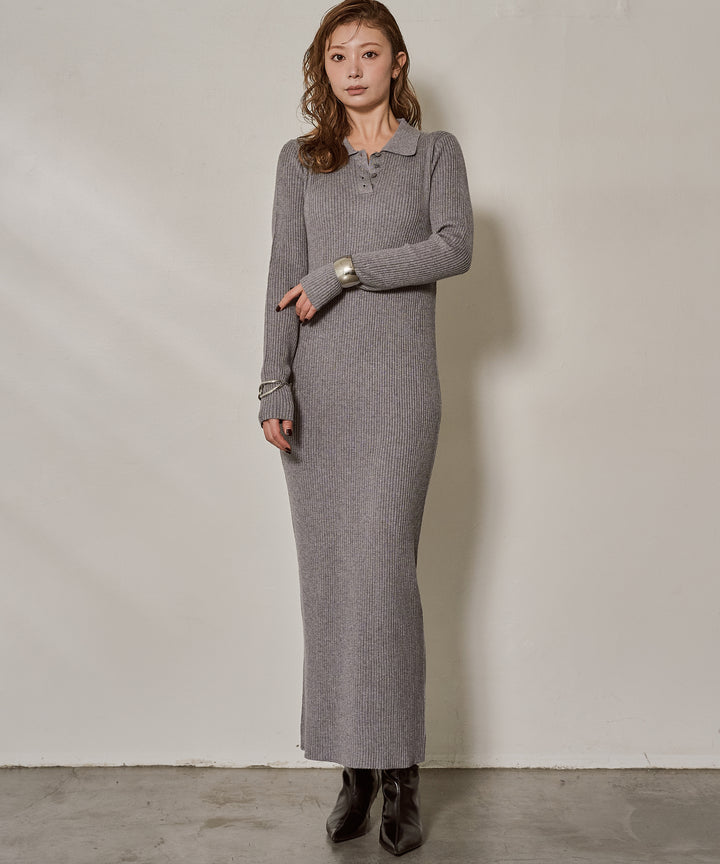 (eliuu)Polo Rib Knit Onepiece