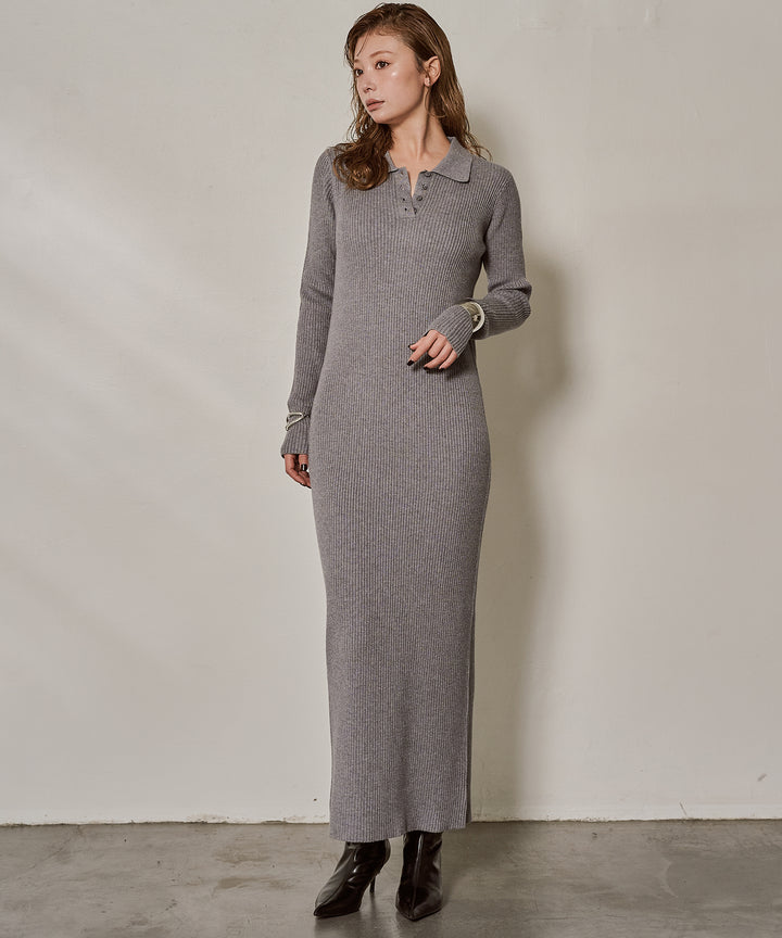 (eliuu)Polo Rib Knit Onepiece