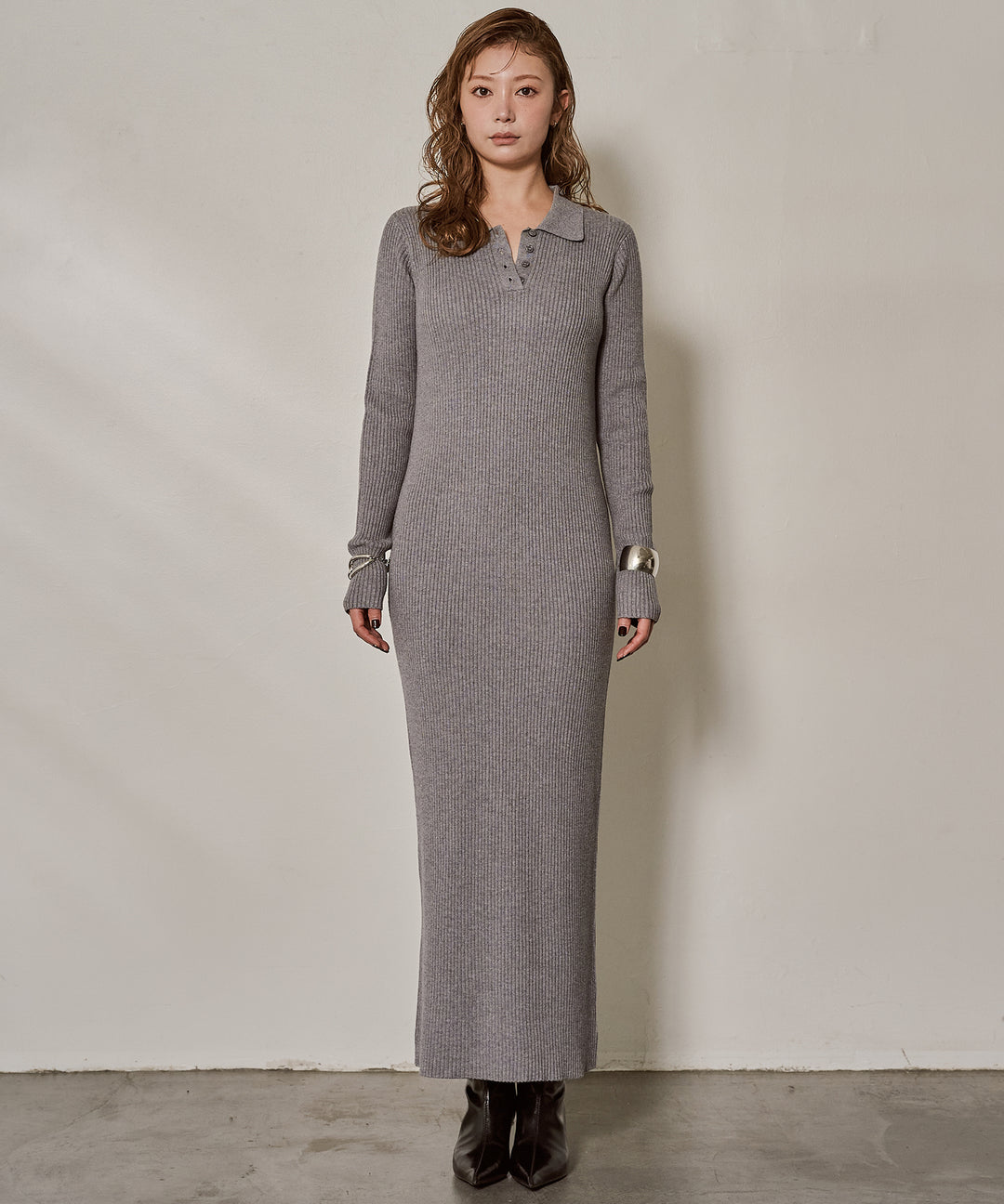 (eliuu)Polo Rib Knit Onepiece