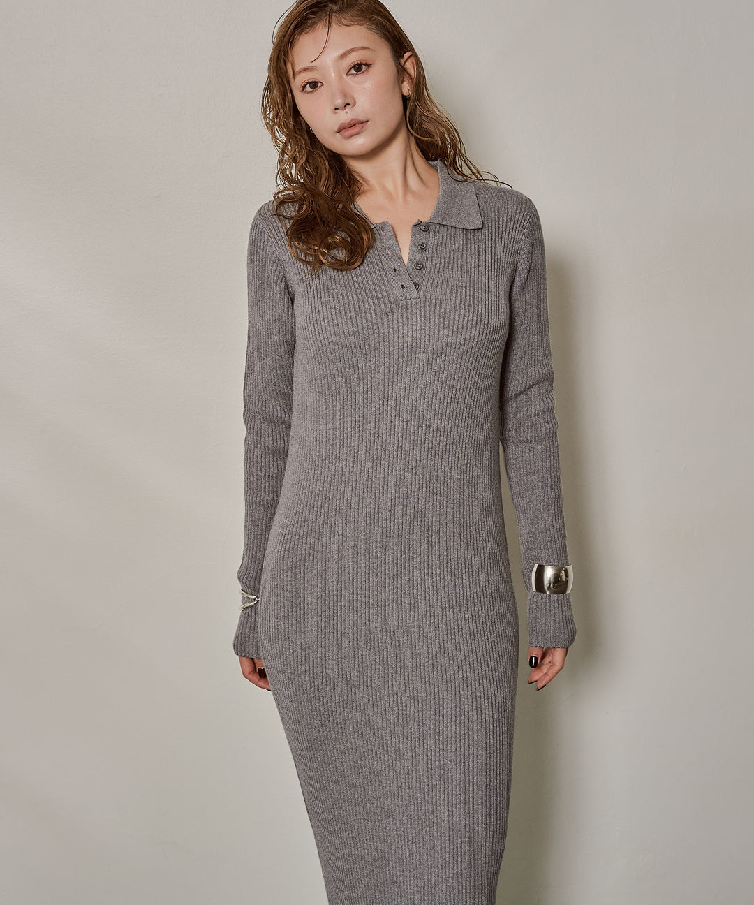 (eliuu)Polo Rib Knit Onepiece