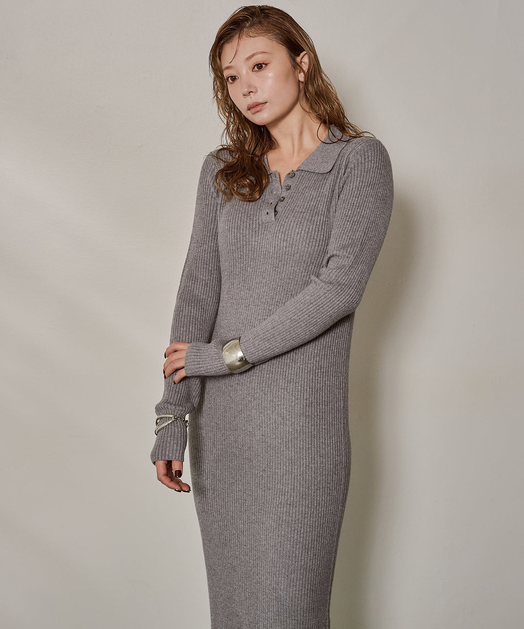 (eliuu)Polo Rib Knit Onepiece