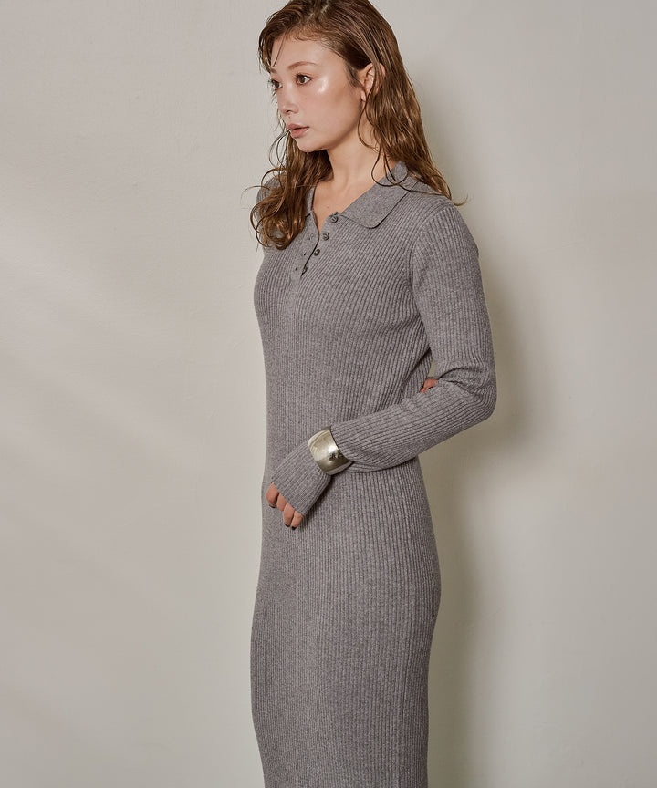 (eliuu)Polo Rib Knit Onepiece