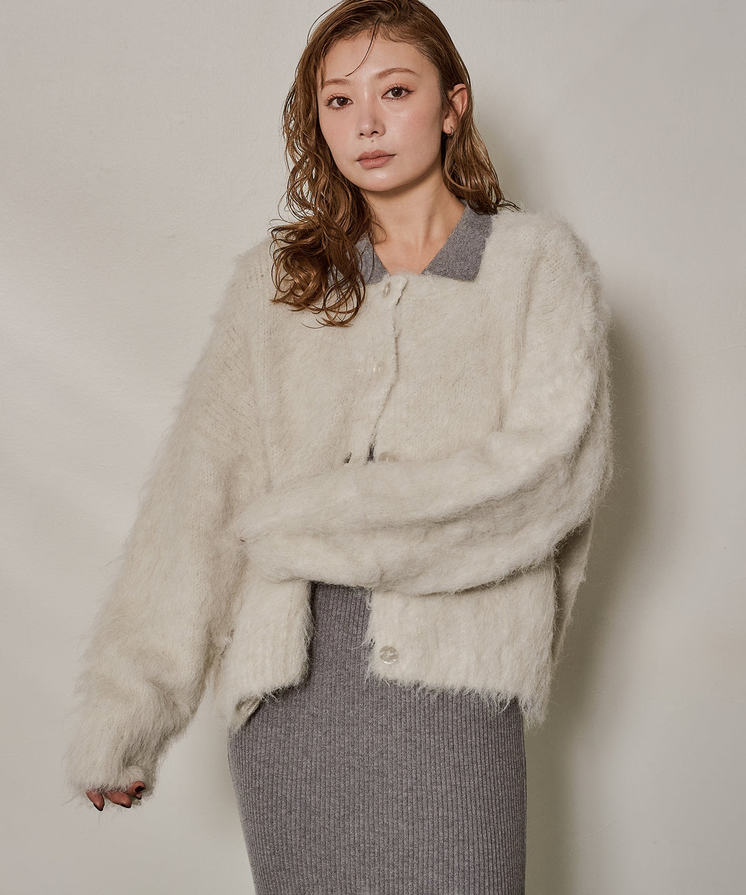 [SET]Candy Floss Knit C/D+Polo Rib Knit Onepiece