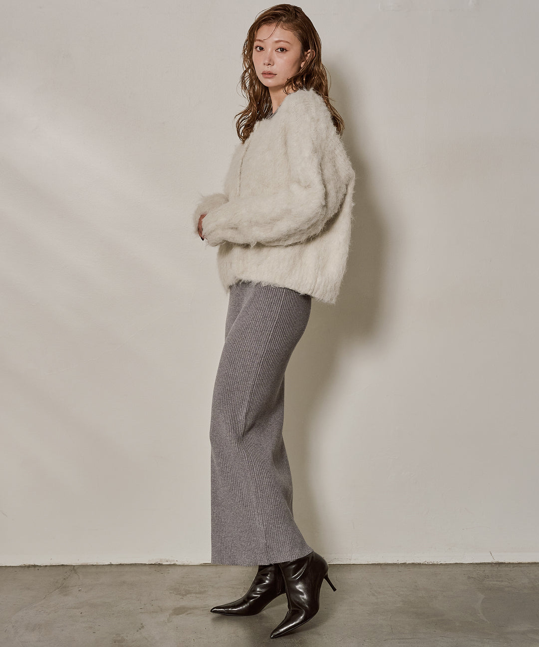 [SET]Candy Floss Knit C/D+Polo Rib Knit Onepiece