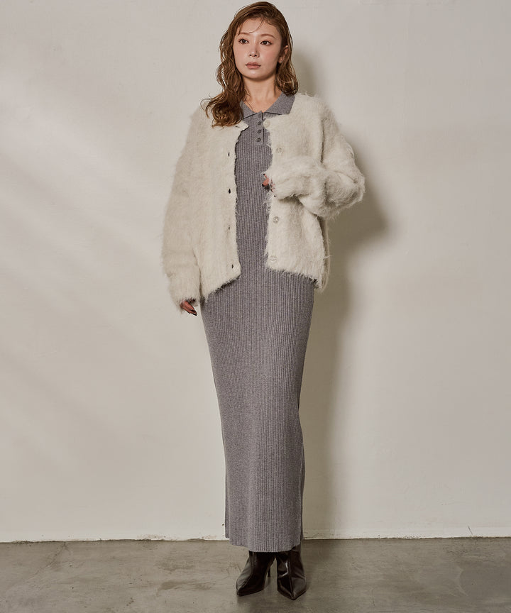 [SET]Candy Floss Knit C/D+Polo Rib Knit Onepiece