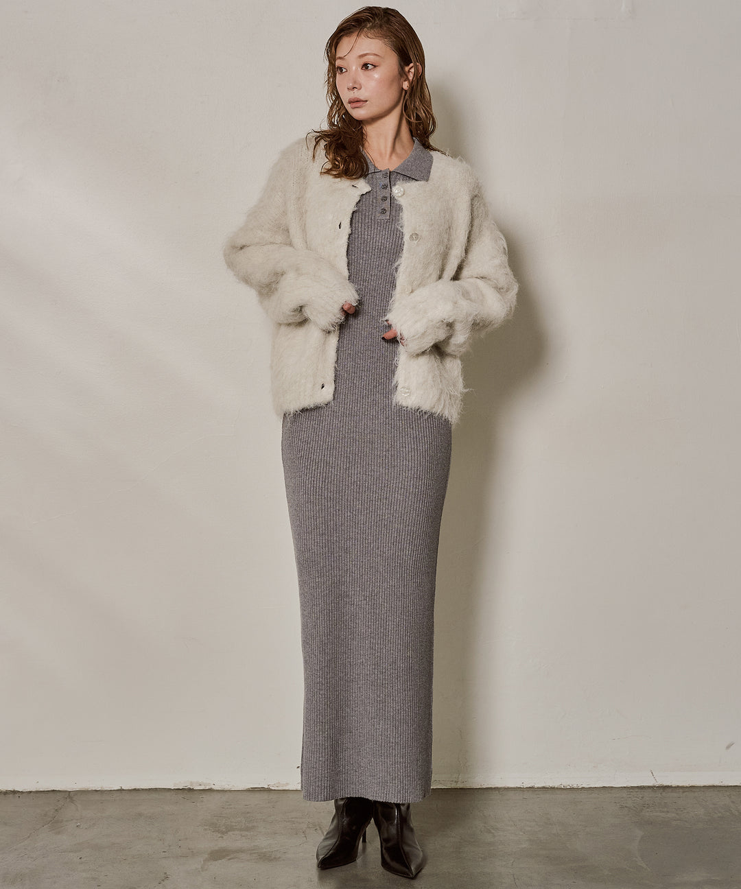 (eliuu)Polo Rib Knit Onepiece