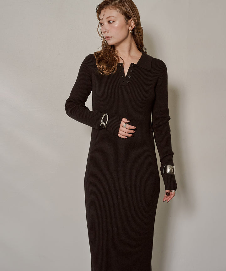 (eliuu)Polo Rib Knit Onepiece