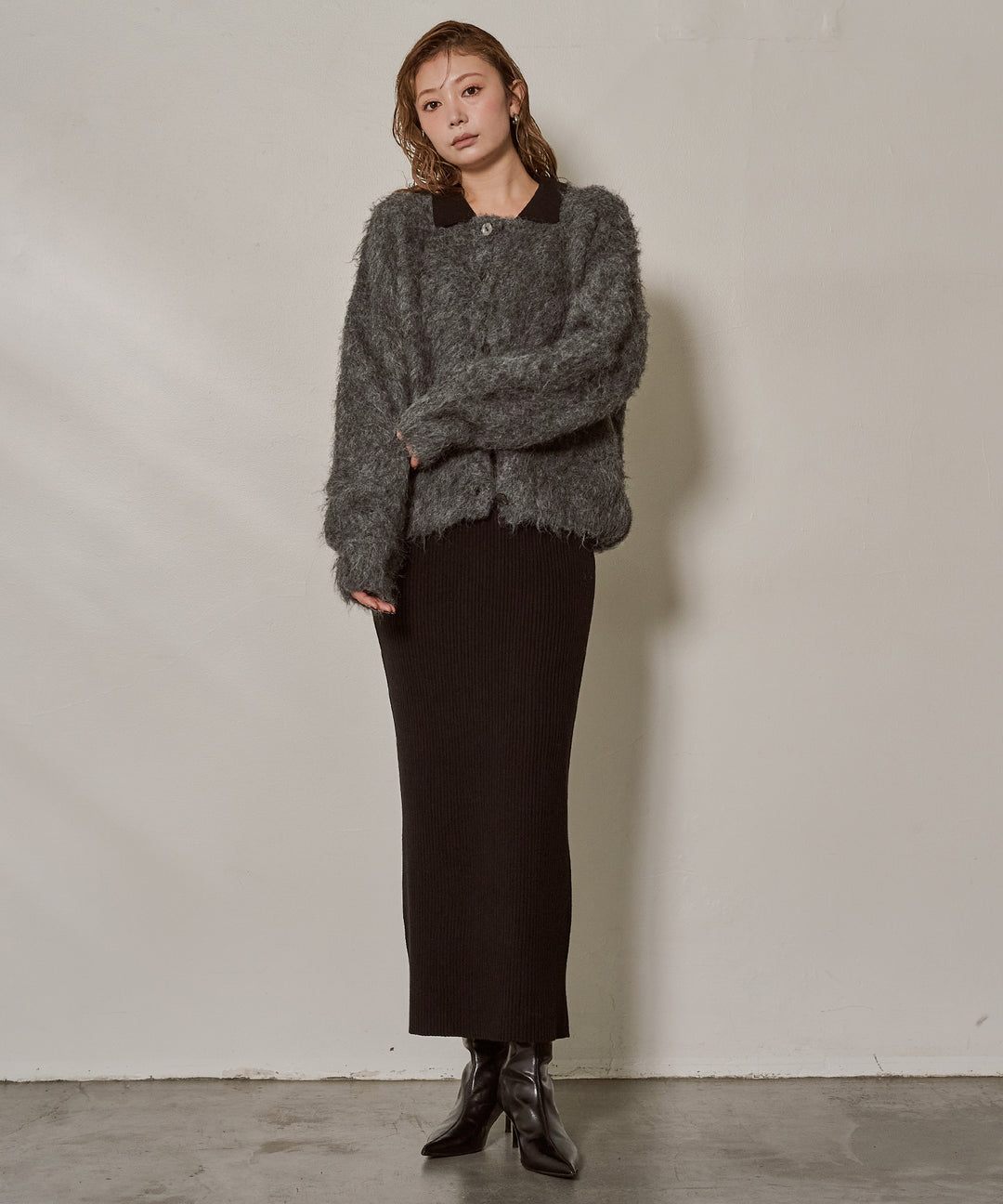 [SET]Candy Floss Knit C/D+Polo Rib Knit Onepiece