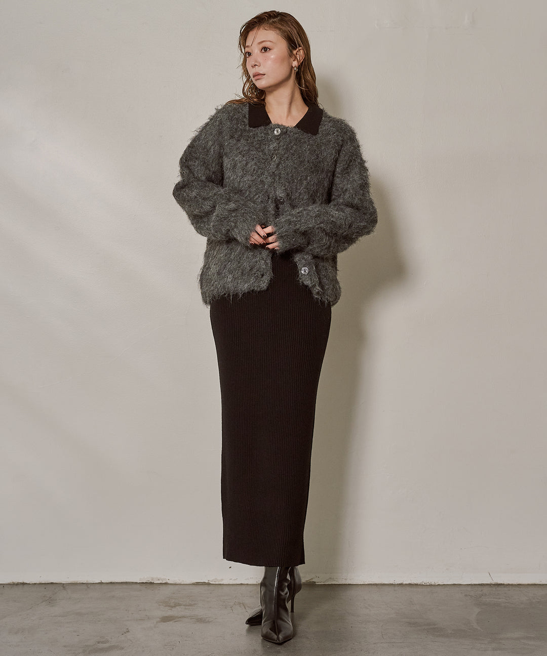 [SET]Candy Floss Knit C/D+Polo Rib Knit Onepiece