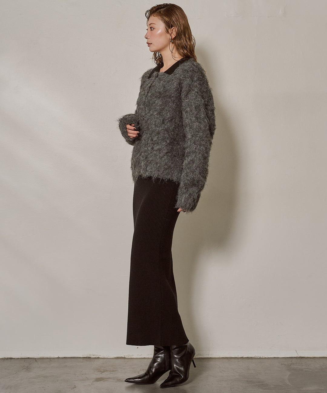 [SET]Candy Floss Knit C/D+Polo Rib Knit Onepiece