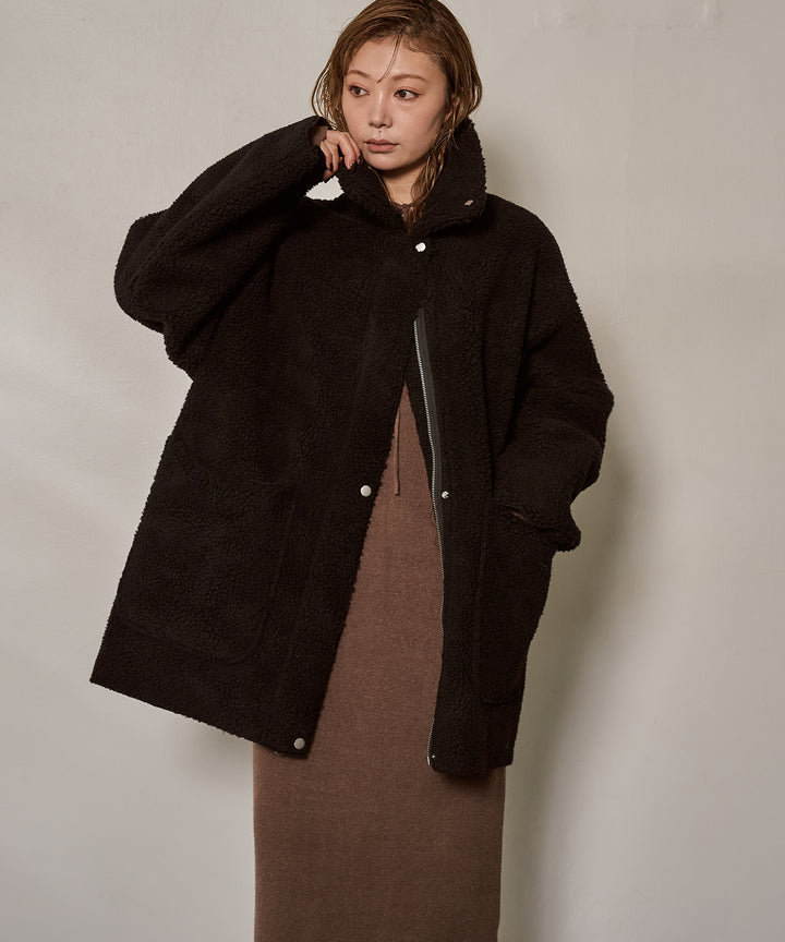 [SET]F/Mouton Reversible JK Coat+Soft Touch Choker Knit Onepiece