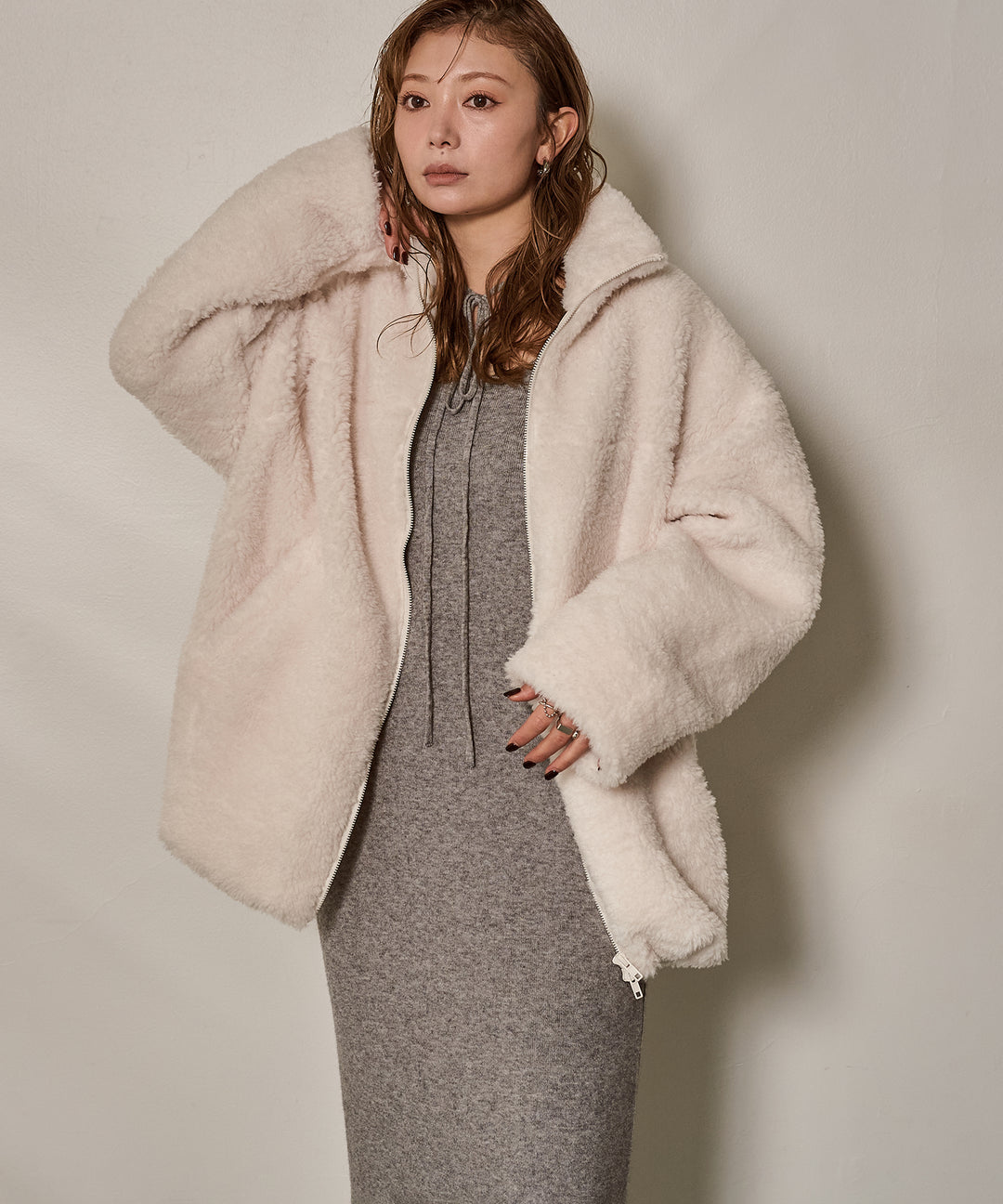 (eliuu)Boa Zip Blouson Jacket