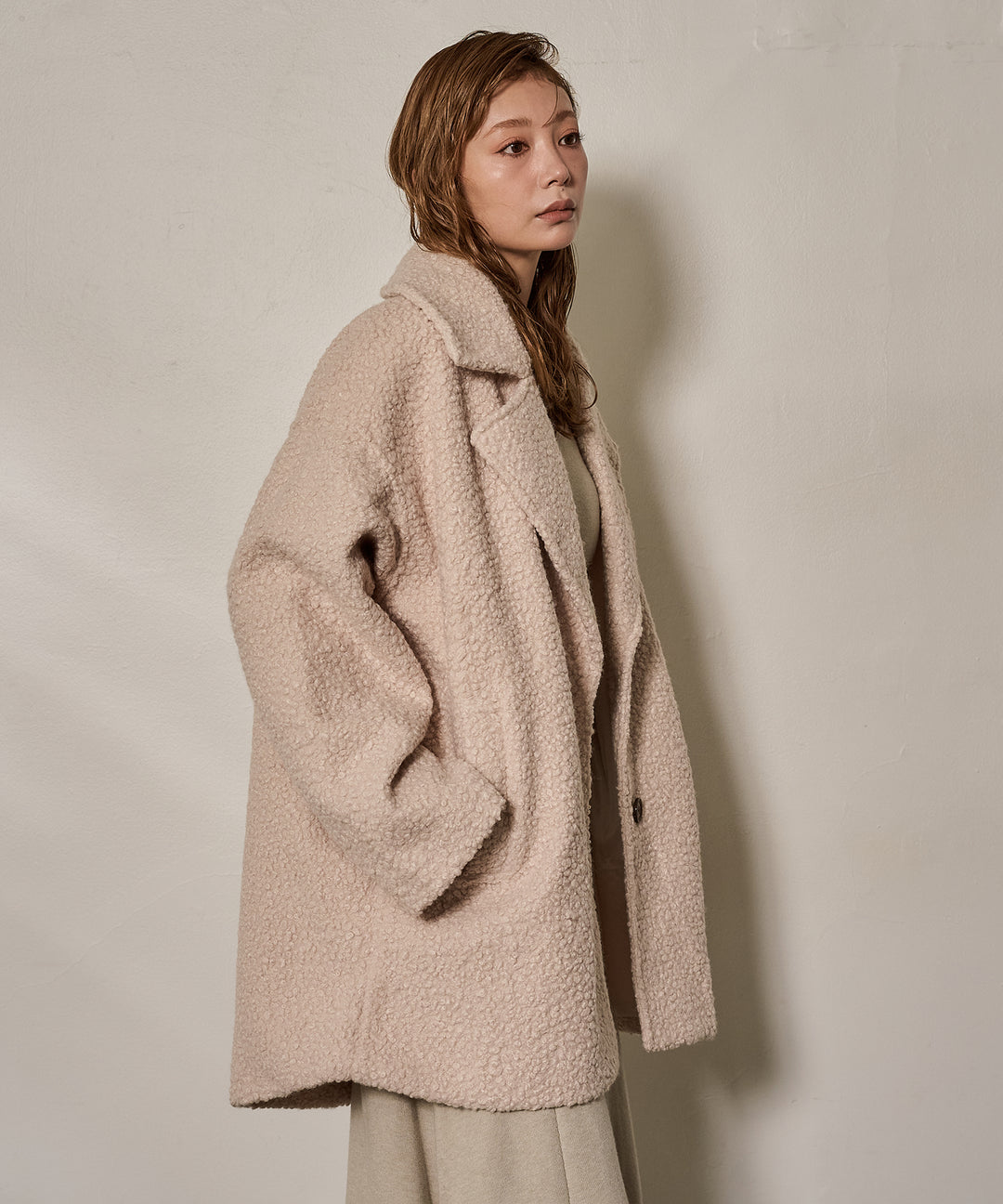 (eliuu)Loop Tweed Jacket Coat