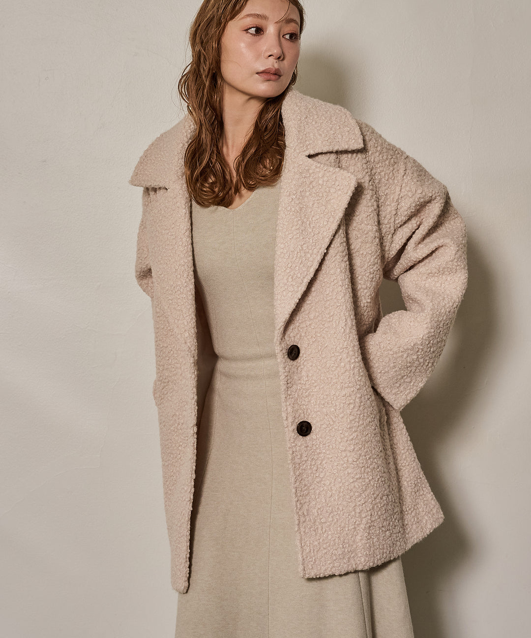 (eliuu)Loop Tweed Jacket Coat