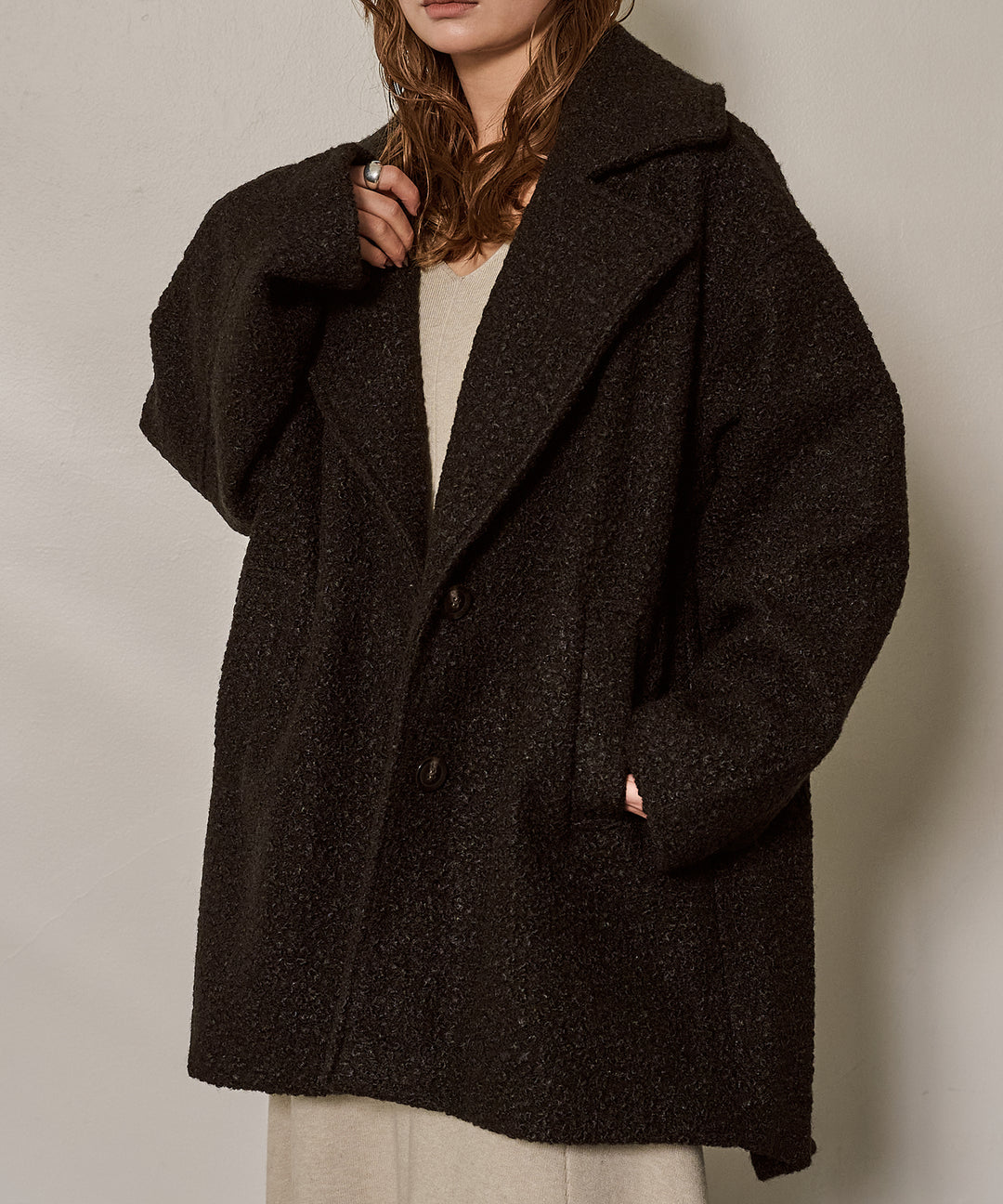 (eliuu)Loop Tweed Jacket Coat